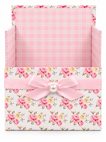 Pink & Yellow Posies Boxed Stationery Set – 20 Notecards, 20 Envelopes & Gold Pen