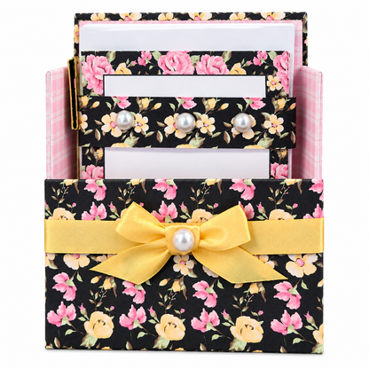 Midnight Rose Garden Boxed Stationery Set – 20 Notecards, 20 Envelopes & Gold Pen - Chic Brico