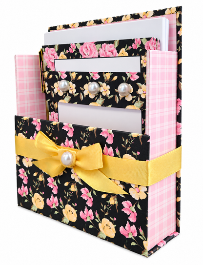 Midnight Rose Garden Boxed Stationery Set – 20 Notecards, 20 Envelopes & Gold Pen - Chic Brico