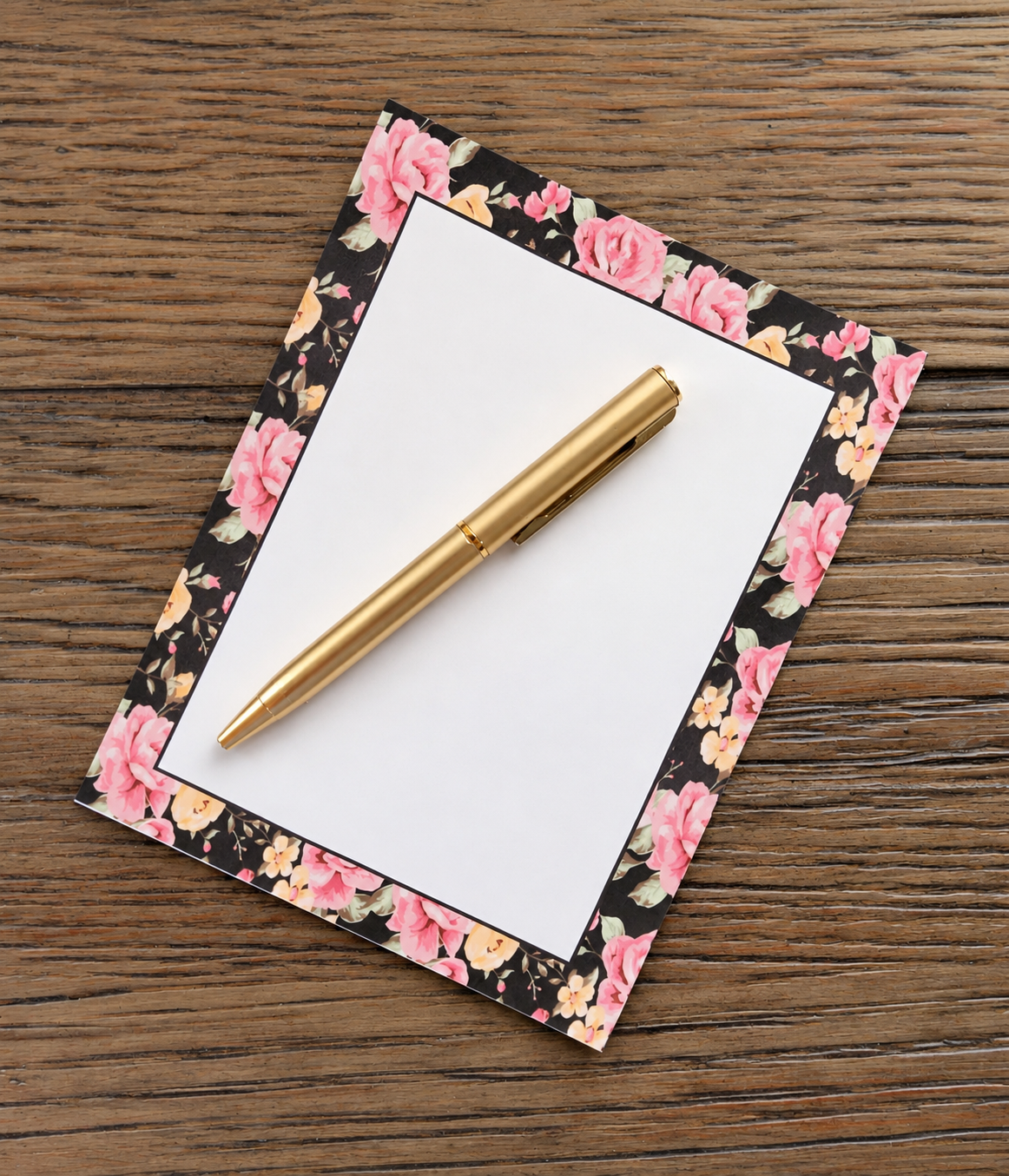 Midnight Rose Garden Boxed Stationery Set – 20 Notecards, 20 Envelopes & Gold Pen - Chic Brico