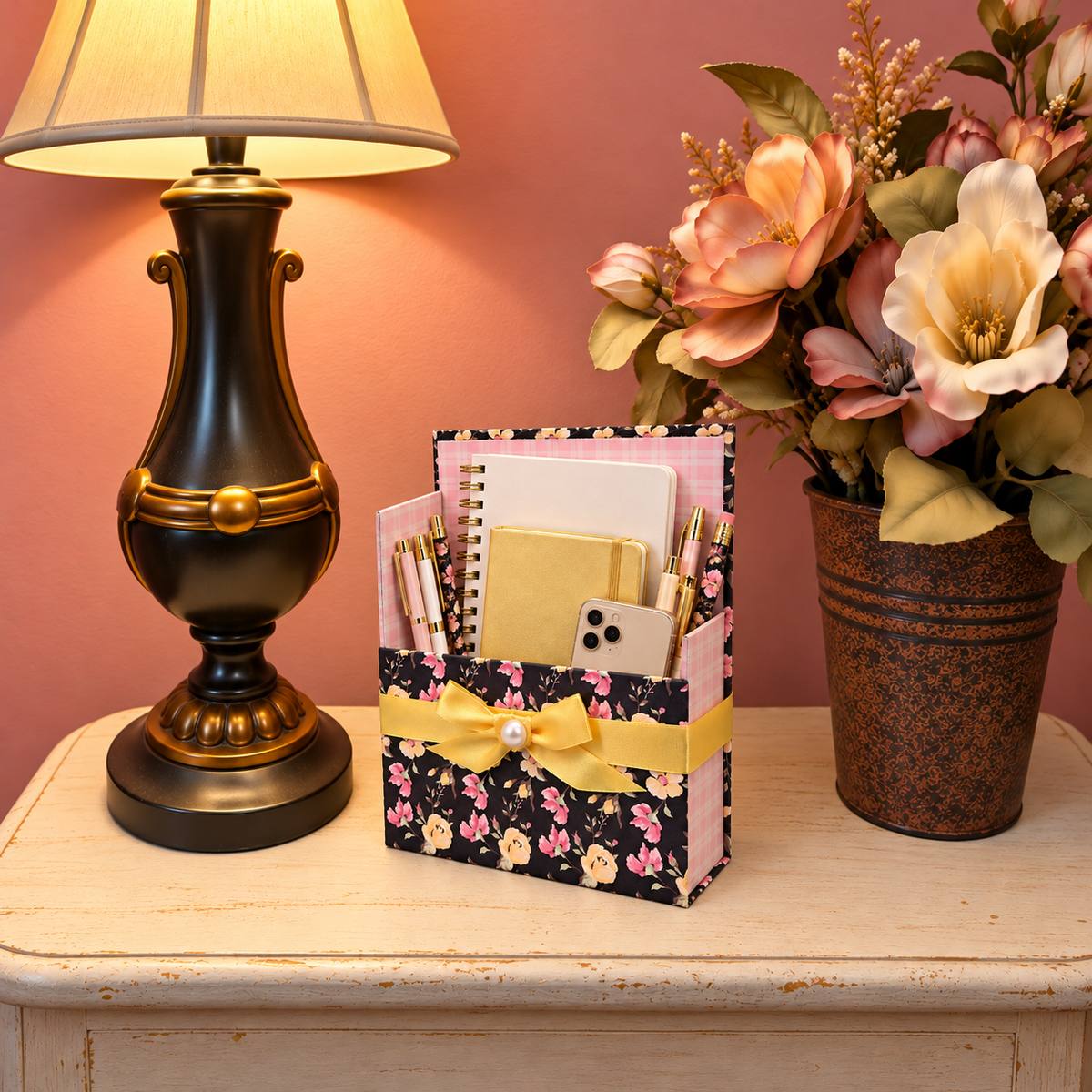 Midnight Rose Garden Boxed Stationery Set – 20 Notecards, 20 Envelopes & Gold Pen - Chic Brico