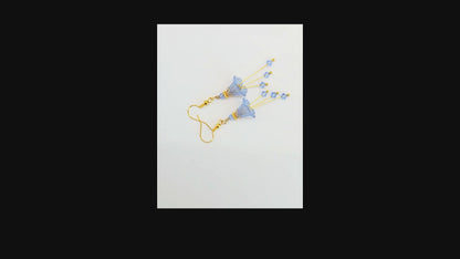Bell Flower Earrings - Light Sapphire Powder Blue and Gold