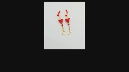 Bell Flower Earrings - Ruby Siam Red
