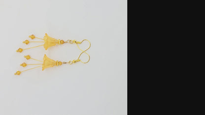 Bell Flower Earrings - Orange and Gold