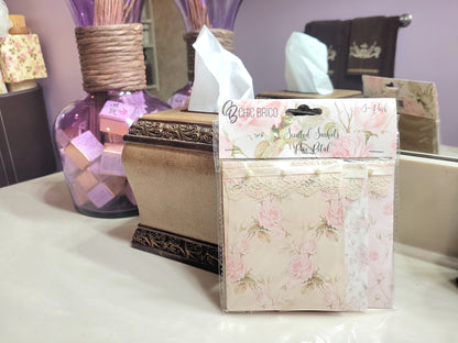 Pearls & Lace Rose Petal Scented Drawer, Closet & Car Sachets, Large Size 4" x 5", 3-Pack - Chic Brico