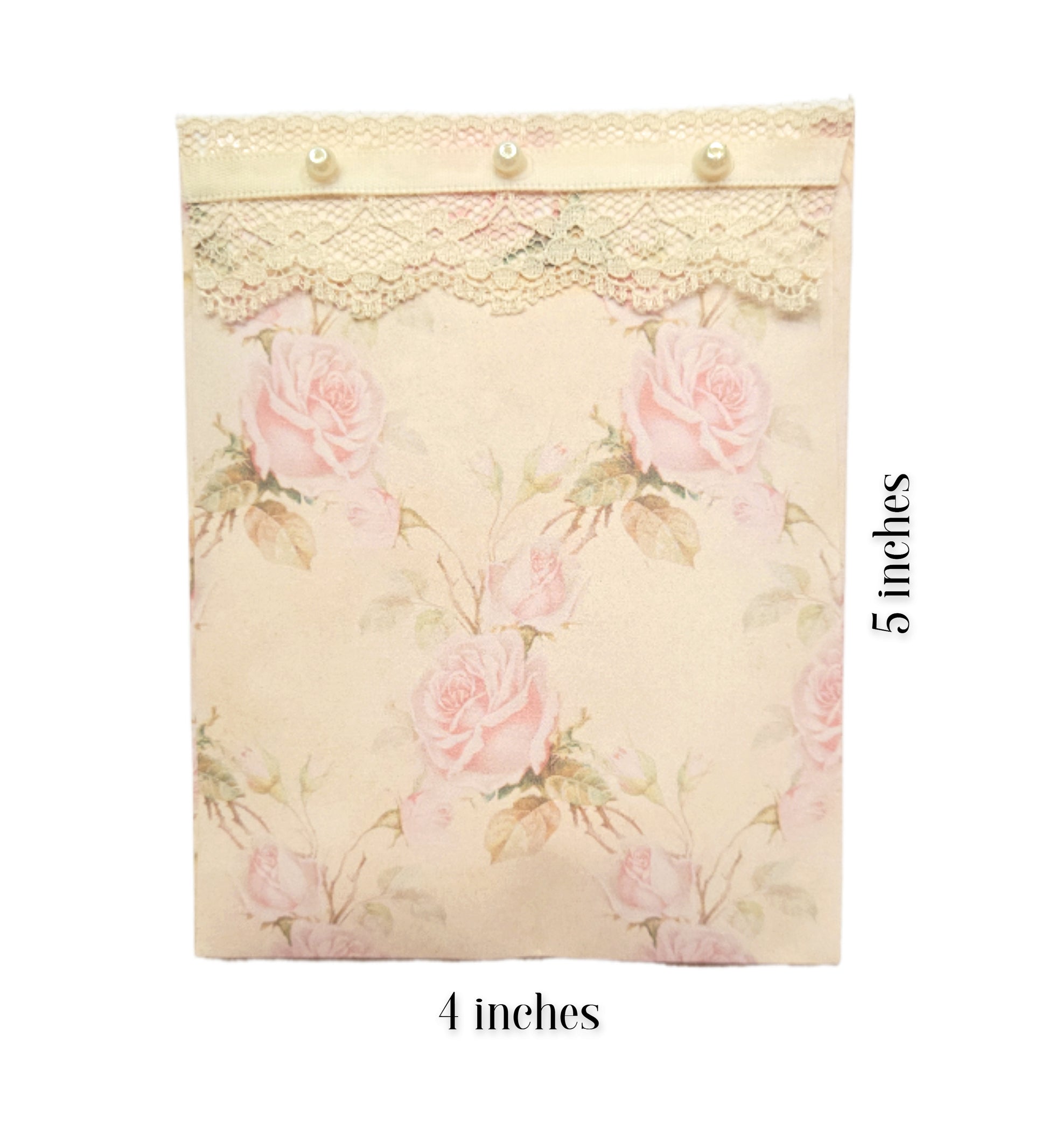Pearls & Lace Rose Petal Scented Drawer, Closet & Car Sachets, Large Size 4" x 5", 3-Pack - Chic Brico