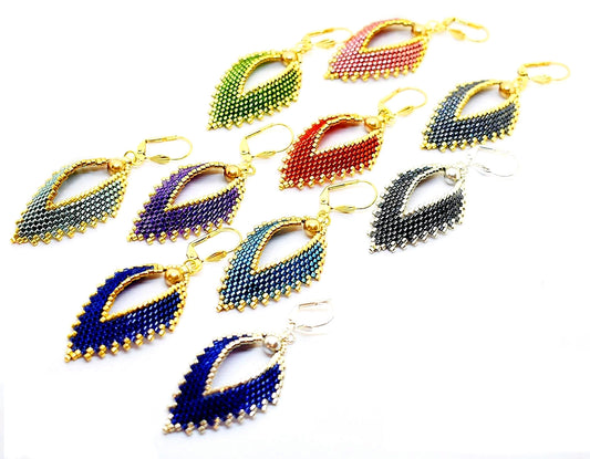 Russian Leaf Beaded Earrings - The Jewel Tones (10 colors) - Chic Brico