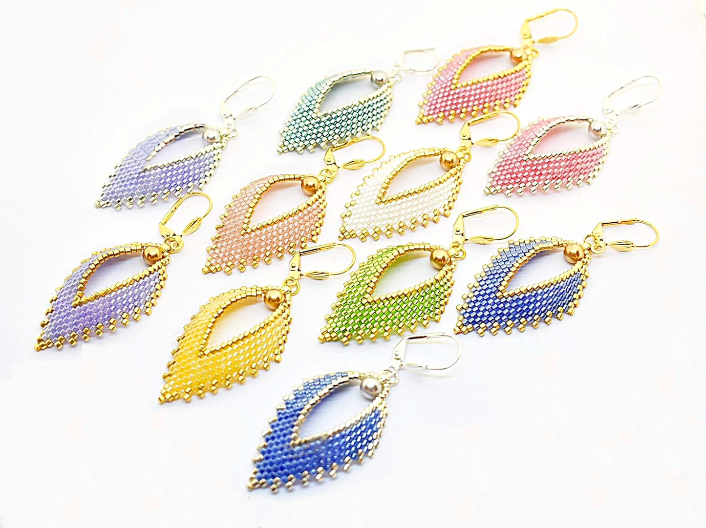 Russian Leaf Beaded Earrings - The Pastels (11 colors) - Chic Brico