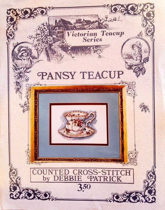 Debbie Patrick PANSY TEACUP Victorian Teacup Series Cross Stitch - Chic Brico