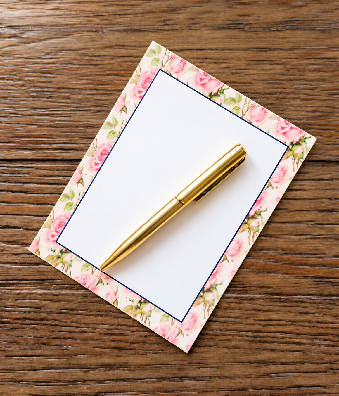 Shabby Chic Roses Boxed Stationery Set – 20 Notecards, 20 Envelopes & Gold Pen