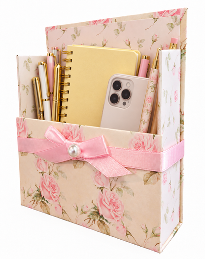 Shabby Chic Roses Boxed Stationery Set – 20 Notecards, 20 Envelopes & Gold Pen