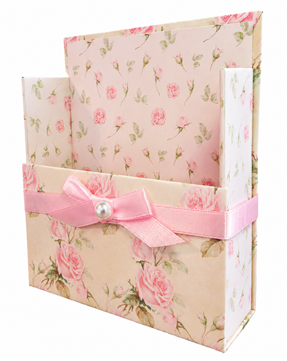 Shabby Chic Roses Boxed Stationery Set – 20 Notecards, 20 Envelopes & Gold Pen