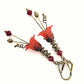 Vintage Victorian Style Siam Red and Antique Bronze Bell Flower Lucite Earrings