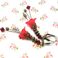 Vintage Victorian Style Siam Red and Antique Bronze Bell Flower Lucite Earrings
