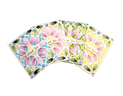 Stitched Thank You Cards, Elegant Decorated Gift Boxed Set - 4 Pieces - Chic Brico