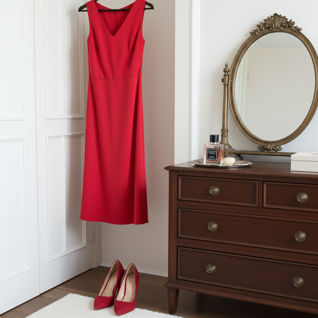 Vintage Victorian Style Siam Red and Antique Bronze Bell Flower Lucite Earrings