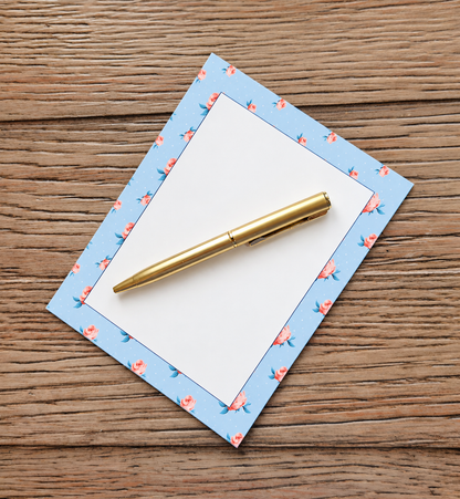 Bluebell & Blush Boxed Stationery Set – 20 Notecards, 20 Envelopes & Gold Pen - Chic Brico