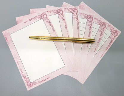 42-Pc Stationery Gift Box Set w/Reusable Desktop Organizer Box and Gold Pen - Vintage Burgundy Roses - Chic Brico