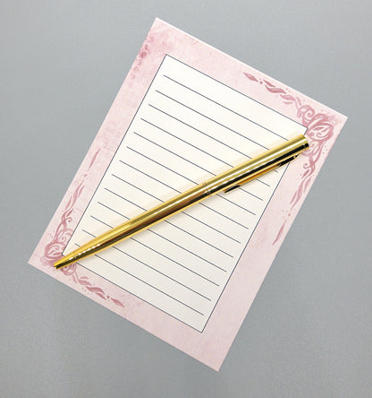 42-Pc Stationery Gift Box Set w/Reusable Desktop Organizer Box and Gold Pen - Vintage Burgundy Roses - Chic Brico