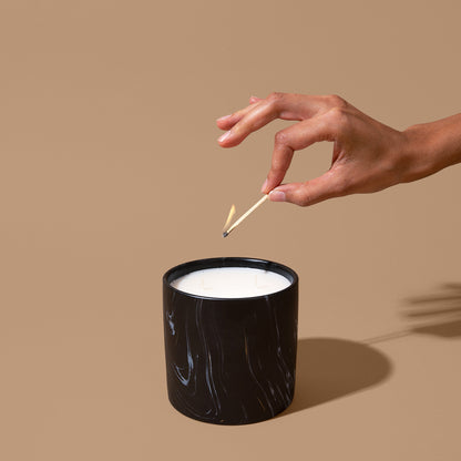 Natural Vanilla Orchid Black Marquina Candle 17oz - Chic Brico