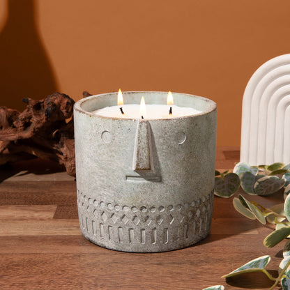 Lemonberry Morning Stone Face Candle 27oz - Chic Brico