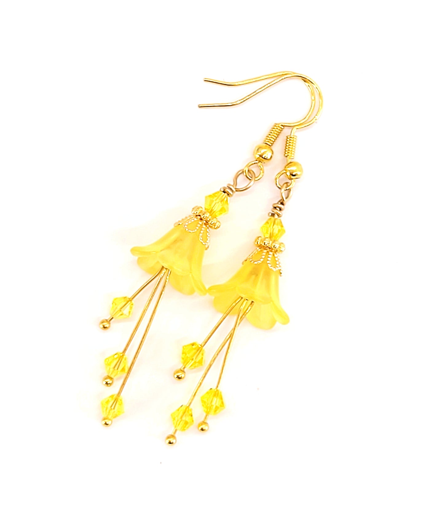 Yellow Bell Flower Earrings - Chic Brico