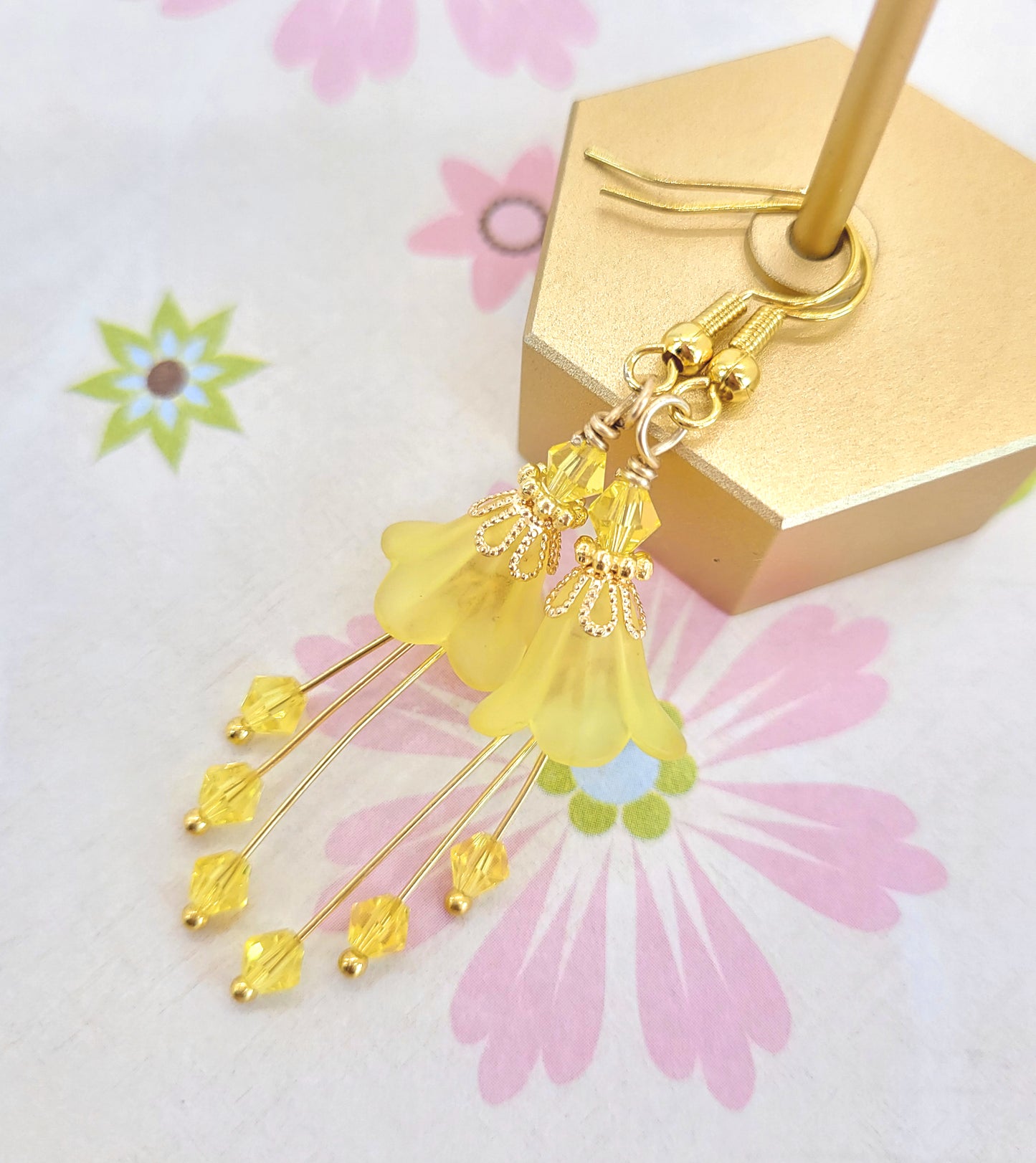 Yellow Bell Flower Earrings - Chic Brico