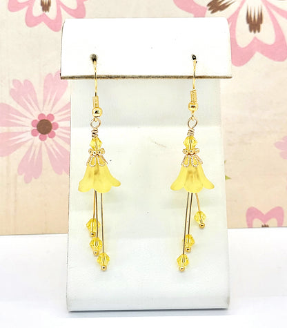 Yellow Bell Flower Earrings - Chic Brico