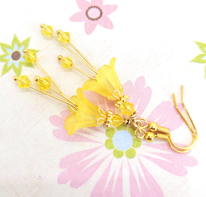 Yellow Bell Flower Earrings - Chic Brico