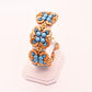 Aqua Blue And Gold Rosette Big Block Link Bracelet (4 Colors) - Chic Brico