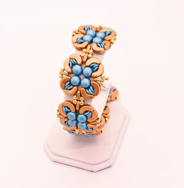 Aqua Blue And Gold Rosette Big Block Link Bracelet (4 Colors) - Chic Brico