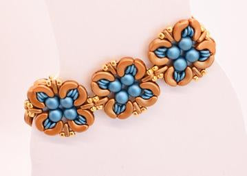 Aqua Blue And Gold Rosette Big Block Link Bracelet (4 Colors) - Chic Brico