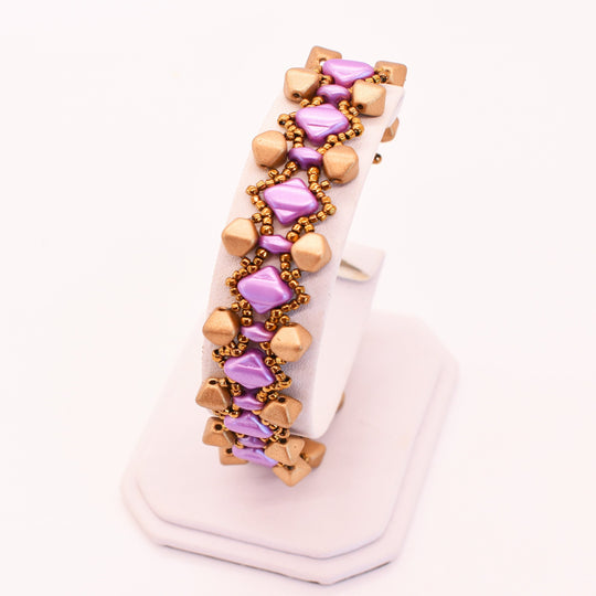 Aztec Gold and Lilac Pyramid Link Bracelet - Chic Brico
