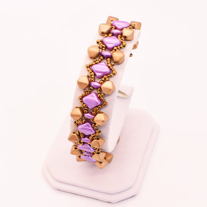 Aztec Gold and Lilac Pyramid Link Bracelet - Chic Brico