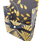 42-Pc Stationery For Him Gift Box Set w/Reusable Desktop Organizer Box and Gold Pen - Black & Gold Geometric - Chic Brico