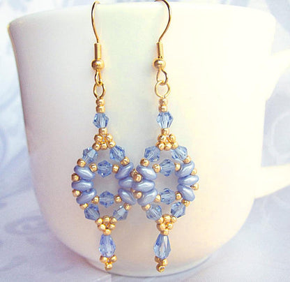 Baby Blue Crystal Oval Dangle Teardrop Earrings - Chic Brico