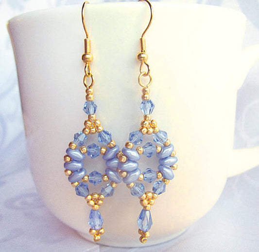 Baby Blue Crystal Oval Dangle Teardrop Earrings - Chic Brico