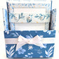 42-Pc Stationery Gift Box Set w/Reusable Desktop Organizer Box and Gold Pen - Blue and White Leaves, Petals & Fronds - Chic Brico