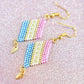 Baby Blue, Baby Pink and Gold Diagonal Geometric Delica Earrings - Chic Brico