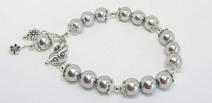 Gray And Silver Pearl Wedding Jewelry Bracelet - Chic Brico