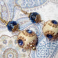Blue and Ivory Lampwork Earrings, Blue Crystal and Ivory Earrings - Chic Brico