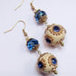 Blue and Ivory Lampwork Earrings, Blue Crystal and Ivory Earrings - Chic Brico