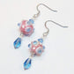 Pink, Baby Blue & White Lampwork Earrings - Chic Brico