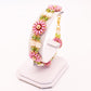 Pink, Gold, Green & Ivory Daisy Block Link Bracelet - Chic Brico