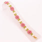 Pink, Gold, Green & Ivory Daisy Block Link Bracelet - Chic Brico