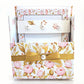 42-Pc Stationery Gift Box Set w/Reusable Desktop Organizer Box and Gold Pen - Pink Magnolias - Chic Brico