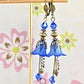 Vintage Victorian Style Royal Blue and Antique Bronze Bell Flower Lucite Earrings - Chic Brico