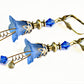 Vintage Victorian Style Royal Blue and Antique Bronze Bell Flower Lucite Earrings - Chic Brico
