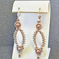 Powder Almond and Silver Oval Hoop Earrings made with Swarovski Pearls - Chic Brico