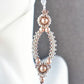 Powder Almond and Silver Oval Hoop Earrings made with Swarovski Pearls - Chic Brico
